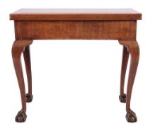 A George III red walnut folding tea table,
