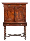 A William & Mary laburnum chest on stand,