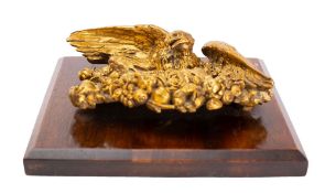 An English or French gilt-bronze model of a spread eagle capturing a hare, late 19th century,
