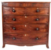 A George III mahogany bowfront chest of drawers,