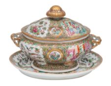 A large Canton oval tureen,