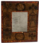 A Charles II stumpwork, silkwork and tortoiseshell framed mirror,