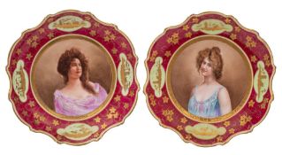 A pair of Austrian porcelain shallow dishes,