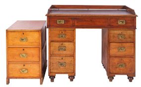 A Victorian hardwood campaign desk,