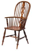 A Victorian ash, elm and beech Windsor elbow chair,