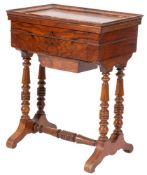 A George IV walnut sewing table,