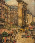 French School (20th century) A Parisian street scene oil on board 29 x 24cm