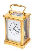 A small French Victorian carriage clock having an eight-day duration timepiece movement with a