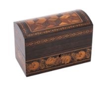 A Victorian ebony and Tunbridge ware marquetry casket by Thomas Barton, last quarter 19th century,