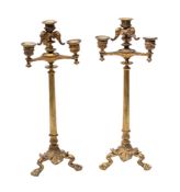 A pair of Napoleon III gilt bronze four light candelabra, circa 1870,