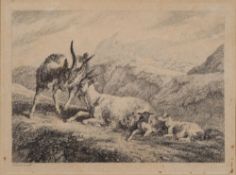 Thomas Sidney Cooper (1803-1902) Goats resting; Cattle in a meadow;