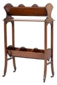 An Edwardian mahogany and marquetry book trough,