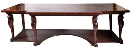 A substantial late George III mahogany breakfront serving table, almost certainly Tatham of London,
