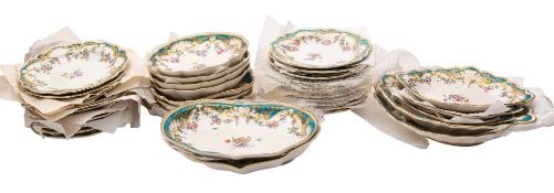 An extensive Chelsea-Derby porcelain part dessert service of fluted form,