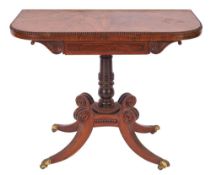 A William IV rosewood card table,