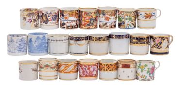 A collection of twenty-two late 18th/early 19th century English porcelain coffee cans various
