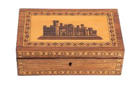 A Victorian rosewood and Tunbridge ware marquetry box by Robert Russell, third quarter 19th century,