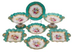 A Hammersley porcelain part dessert service, comprising two comports,