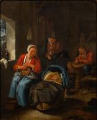 Follower of Nicolaes Maes (Dutch, 1634-1693) Mother and child in a rustic interior,