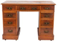 An Edwardian mahogany pedestal desk,