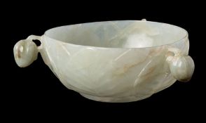 A Chinese Mughal-style celadon jade bowl,