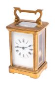 A French Victorian carriage clock the eight-day duration movement having a platform lever