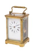 A Victorian French carriage clock the eight-day duration movement having a platform lever