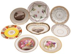 A group of eight late 18th/19th century English plates and saucer dishes various factories
