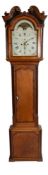 An oak and mahogany late-Georgian moonphase longcase clock having an eight-day duration movement