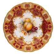 A Royal Worcester cabinet plate painted by Richard Sebright with peaches,