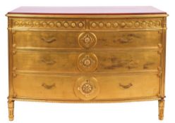 A giltwood bowfront commode in George II taste,