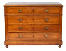 A Victorian pitch pine chest of drawers,