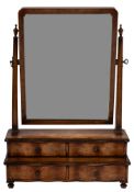 A walnut dressing table mirror in Queen Anne style,