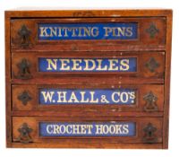 A Victorian haberdasher's counter top mahogany chest of drawers,