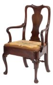 A George II mahogany elbow chair,
