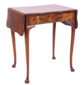 A walnut dropleaf side table in George II style,