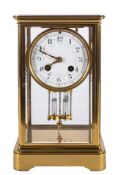 Japy Frères, a French brass four-glass mantel clock,