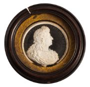 A plaster portrait medallion of King Louis XIV of France (1638-1715),