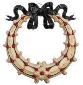 A Victorian painted cast iron wreath, last quarter 19th century, of circular form,