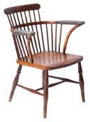 An elm, ash and beech Windsor elbow chair,