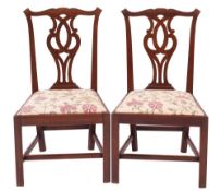 A pair of George III walnut side chairs,