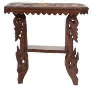 A south east Asian carved hardwood occasional table,