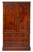 A Regency mahogany clothes cupboard,