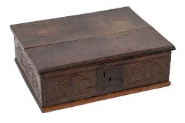 A Charles II oak Bible box,