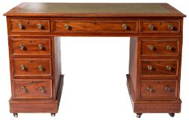A Victorian mahogany pedestal desk,