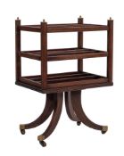 A Regency mahogany Canterbury, early 19th century; of rectangular openwork form,