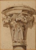 John Shapland (British, 1865-1928) Five architectural studies of capitals each with blind E. S. K.