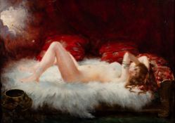 Antoine Auguste Thivet (French, 1856-1927) Danaë, 1896 signed upper right oil on canvas 30.5 x 44.