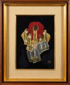 A Japanese Wajima lacquerware picture of a Kabuki performer, 20th century,