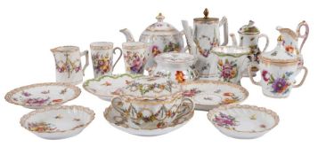 A mixed group of Dresden cabinet tea wares,